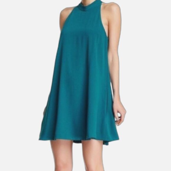 LOVERS & FRIENDS Revolve High Neck Mini Swing Dress Women's Small Mod Retro Twee - Picture 2 of 10